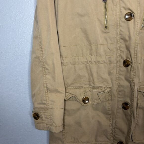 Eddie Bauer Tan Medium Weight Hooded Field Jacket Size Small Petite - Picture 8 of 11